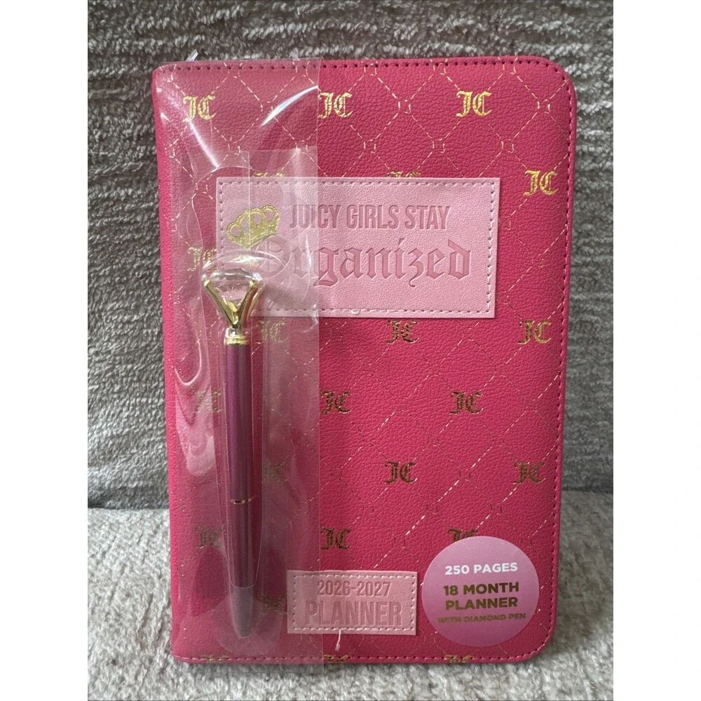 Juicy Couture 2026-2027 18 Month Weekly Planner Pink Zip Around NWT